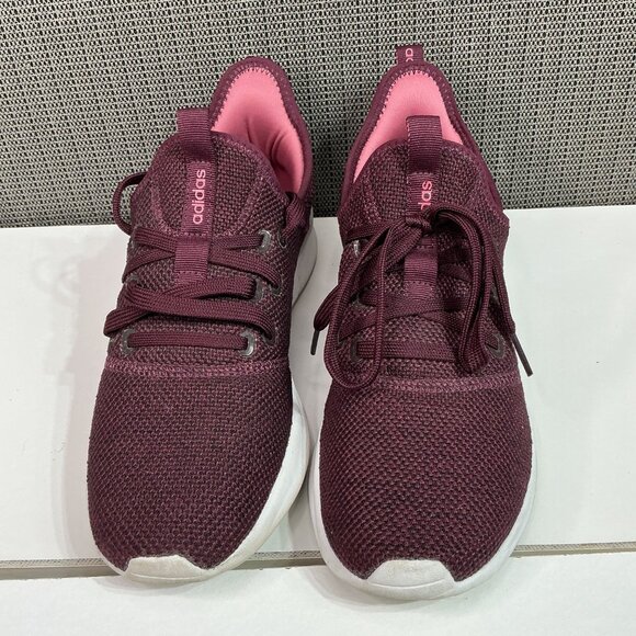 Adidas Cloudfoam Womens Running Shoes Size 8.5 Burgundy Mesh Sneakers - Picture 2 of 8